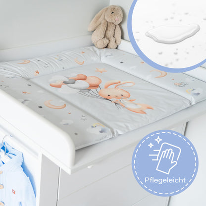 Wickelauflage Wickelunterlage abwaschbar und wasserdicht 75x72 cm - Wickelmatte zum Auflegen auf Wickeltisch Wickelaufsatz Wickelkommode oder Waschmaschine changing mat 75 x 72 Safari Motiv