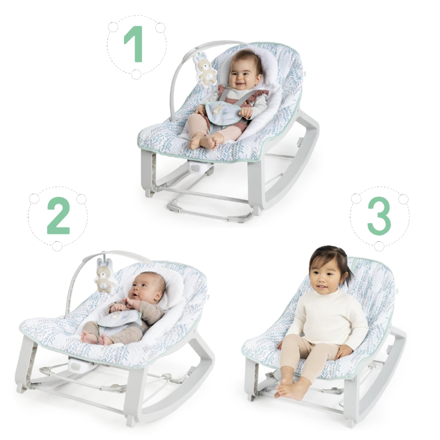 Ingenuity, Keep Cozy 3 in 1 Grow with me Wippe Weaver mit Vibrationen, 2 Liegepositionen und 3 Wippfunktionen, mehrfarbig