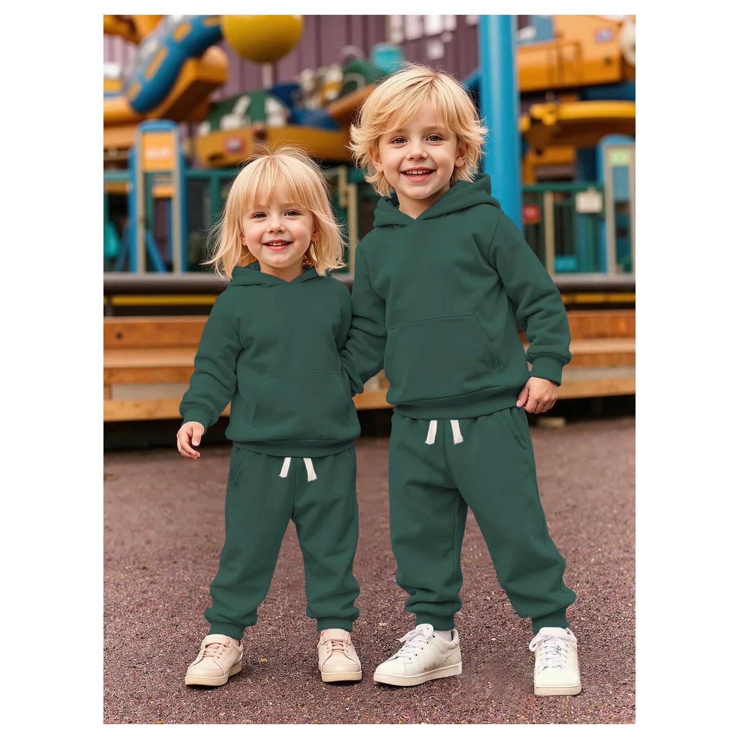 BOUTIKOME Baby Clothing Boys Girls Outfits Newborn Baby Clothing Hoodie and Trousers Two Piece Set with Hood Warm Soft Long Sleeve Shirt Plain Children's Hoodie 