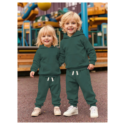 BOUTIKOME Baby Clothing Boys Girls Outfits Newborn Baby Clothing Hoodie and Trousers Two Piece Set with Hood Warm Soft Long Sleeve Shirt Plain Children's Hoodie 