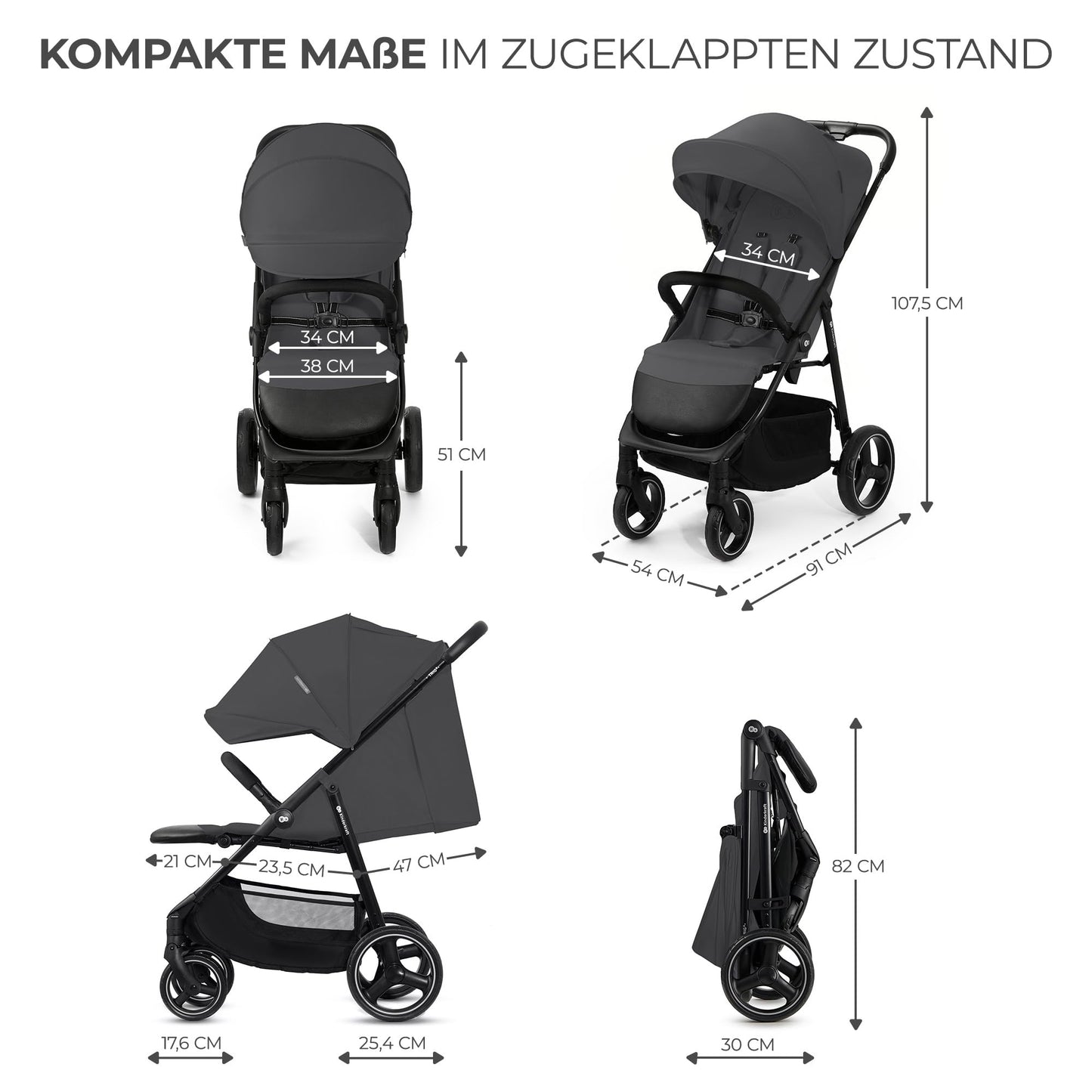 Kinderkraft TRIG 3 Kinderwagen, Kinderbuggy, Liegewagen, Sportwagen, Buggy, Zusammenklappen, Breite und tiefe Sitz, mit Liegeposition, 4 Rad Dämpfung, Große Dach, 5-Punkt-Gurt, bis zu 25 kg, Beige - Meloni2