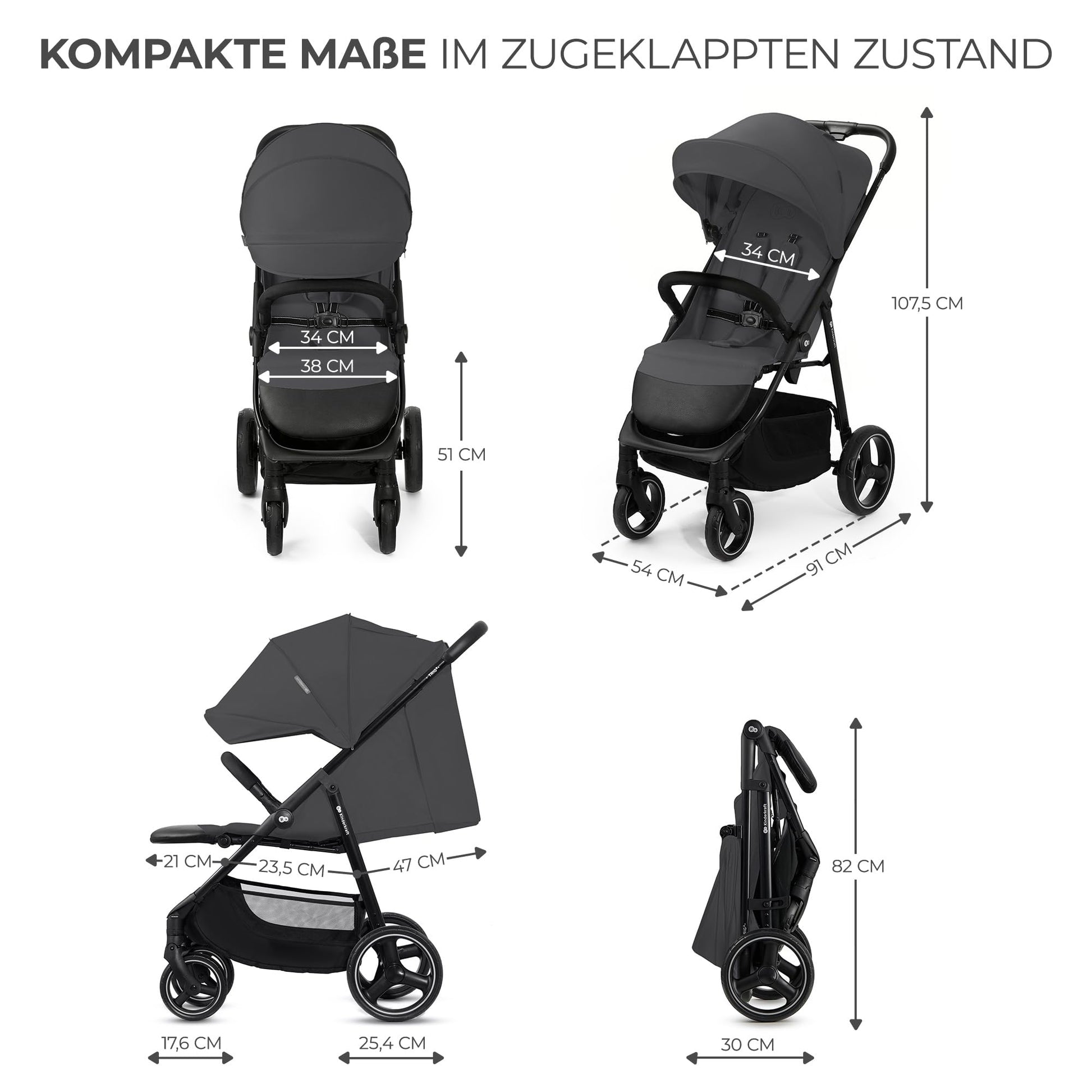 Kinderkraft TRIG 3 Kinderwagen, Kinderbuggy, Liegewagen, Sportwagen, Buggy, Zusammenklappen, Breite und tiefe Sitz, mit Liegeposition, 4 Rad Dämpfung, Große Dach, 5-Punkt-Gurt, bis zu 25 kg, Beige - Meloni2
