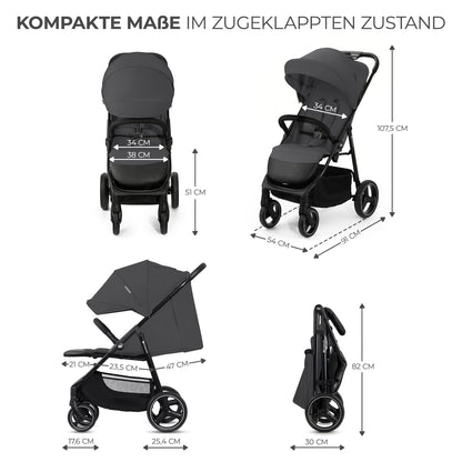 Kinderkraft TRIG 3 Kinderwagen, Kinderbuggy, Liegewagen, Sportwagen, Buggy, Zusammenklappen, Breite und tiefe Sitz, mit Liegeposition, 4 Rad Dämpfung, Große Dach, 5-Punkt-Gurt, bis zu 25 kg, Beige - Meloni2