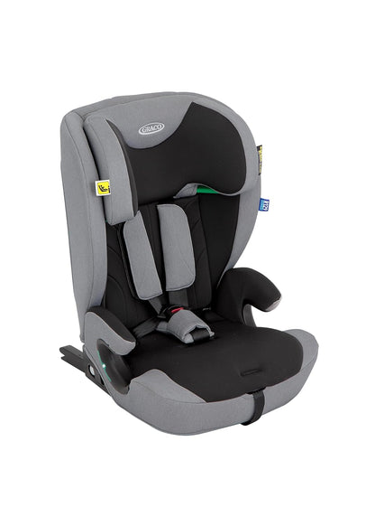 Graco Energi™ i-Size R129 Kindersitz, Autositz vorwärtsgerichtet ab 15 Monaten bis ca. 12 Jahre (76-150 cm), 5-Punkt-Gurtsystem, ISOFIX und Tether, Installation mit Fahrzeuggurt, grau/schwarz, Meteor - Meloni2