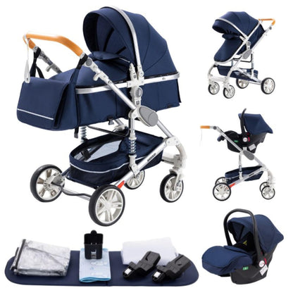 YAZOCO Kinderwagen 3 in 1 Buggy Babybett Komplett Set mit einem Klick Zusammenklappbarer Kinderwagen, KombiKinderwagen Aluminiumrahmen für Neugeborene Sitzzubehör - Meloni2