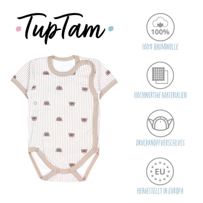 TupTam Baby Body Kurzarm Jungen – Wickelbody Kurzarm aus Baumwolle im 5er Set – OEKO-TEX Zertifiziert