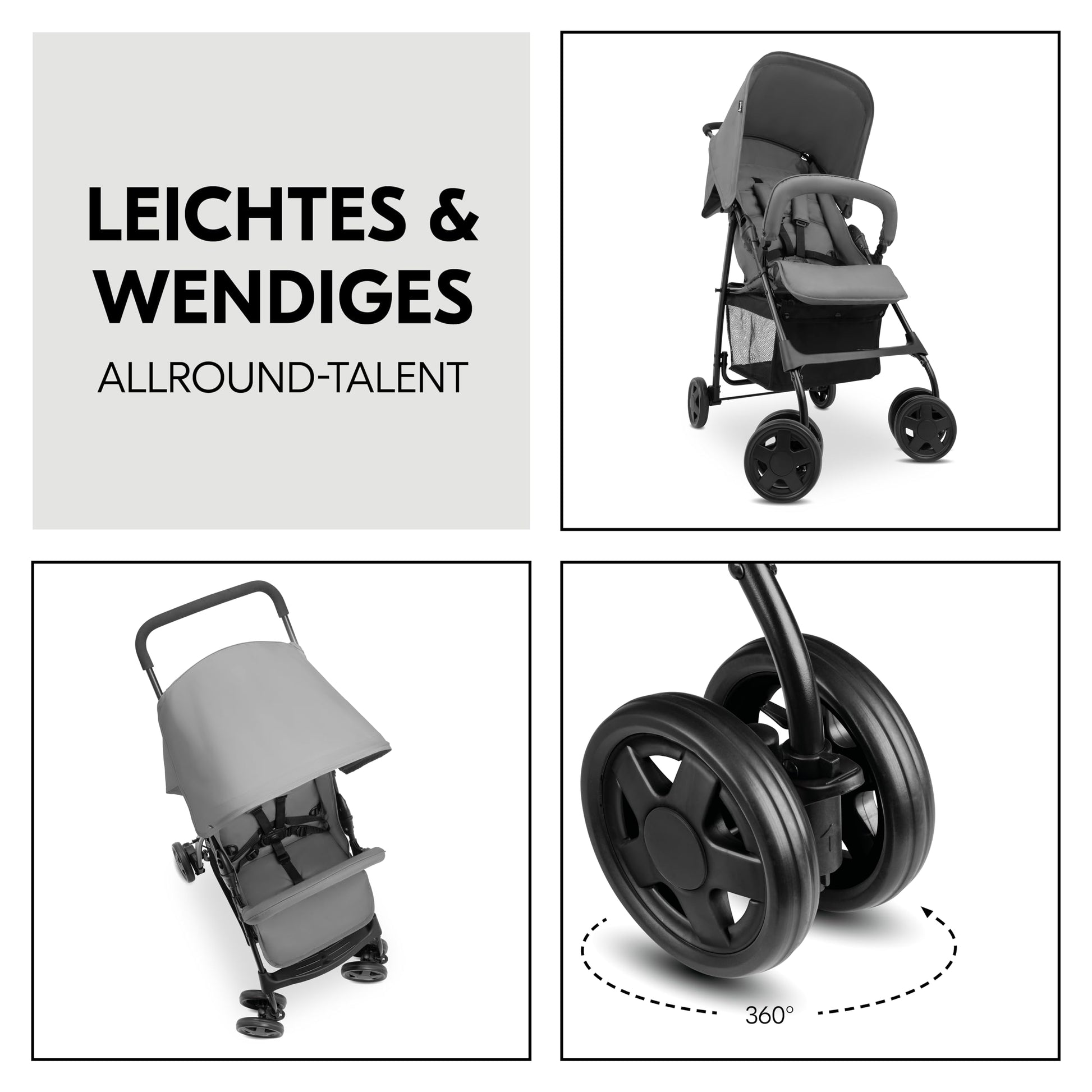 Hauck Lightweight Stroller up to 18 kg with reclining function from birth, small foldaway, sun canopy, large basket - Meloni2