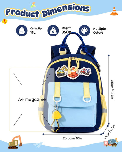 PROTAURI Kindergartenrucksack Mädchen 3-7 Jahre 11.6L Katze Hase, Rosa | mit Brustgurt reflektierend wasserabweisend leicht atmungsaktiv ergonomisch DIN A4 3D Patches 3D Tier Design
