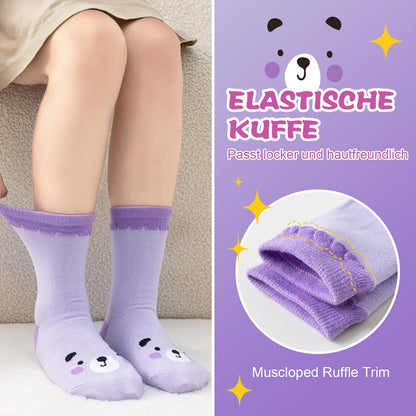 Cirorld Socken Kinder Mädchen Lustige Einhorn Meerjungfrau Tiergesicht Socken Süße Bunte Kindersocken Baumwolle Socken, 2-14 Jahre 6 Paare