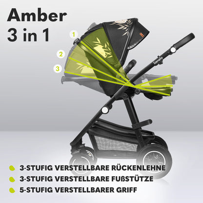 LIONELO MERIL 3-in-1 Multifunktionaler Kinderwagen 0-48 Monate Bis zu 22 kg, Babywanne bis zu 9 kg, Kindersitz bis zu 13 kg, Geländeräder 360°, Vollfederung, XXL-Verdeck mit UPF50+ - Meloni2