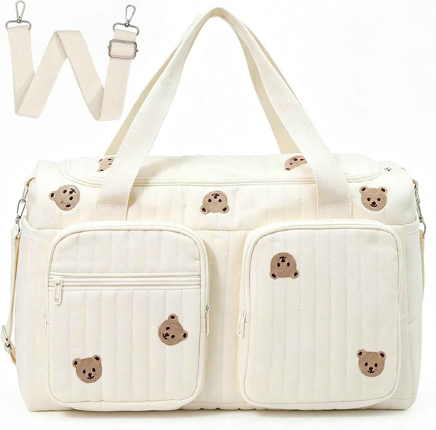 Baby Wickeltasche Große Kliniktasche 48x26x22cm Reisewindeltasche Tragetasche Baumwolle Henkeltaschen Mom Bag Diaper Bag Wickeltasche für Unterwegs, Geburt im Krankenhaus, Reisen, Kinderwagen