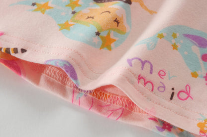 EULLA Children's Pyjamas Girls Long Sleeve Winter Pyjama Set Cotton Mermaid Unicorn Princess Cat Dino Two Piece Sleepwear 92 98 104 110 116 122