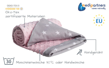 Medi Partners Babydecken Baby 100% Baumwolle Krabbeldecke Babydecke 75x100cm doppelseitig Kinderbett Minky Kuscheldecke Kinderwagen (REH mit grauem Minky)