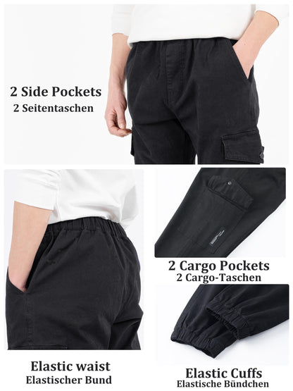 CAMLAKEE Kinder Jungen Cargohose Jogger Hose mit elastischem Bund