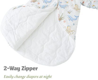 Chilsuessy Baby Sleeping Bag Winter with Removable Long Sleeve Organic Cotton Baby Sleeping Bag Small Children All-Year Sleeping Bag Pyjamas for Boys and Girls, Crown/2.5 Tog, 75-90 cm