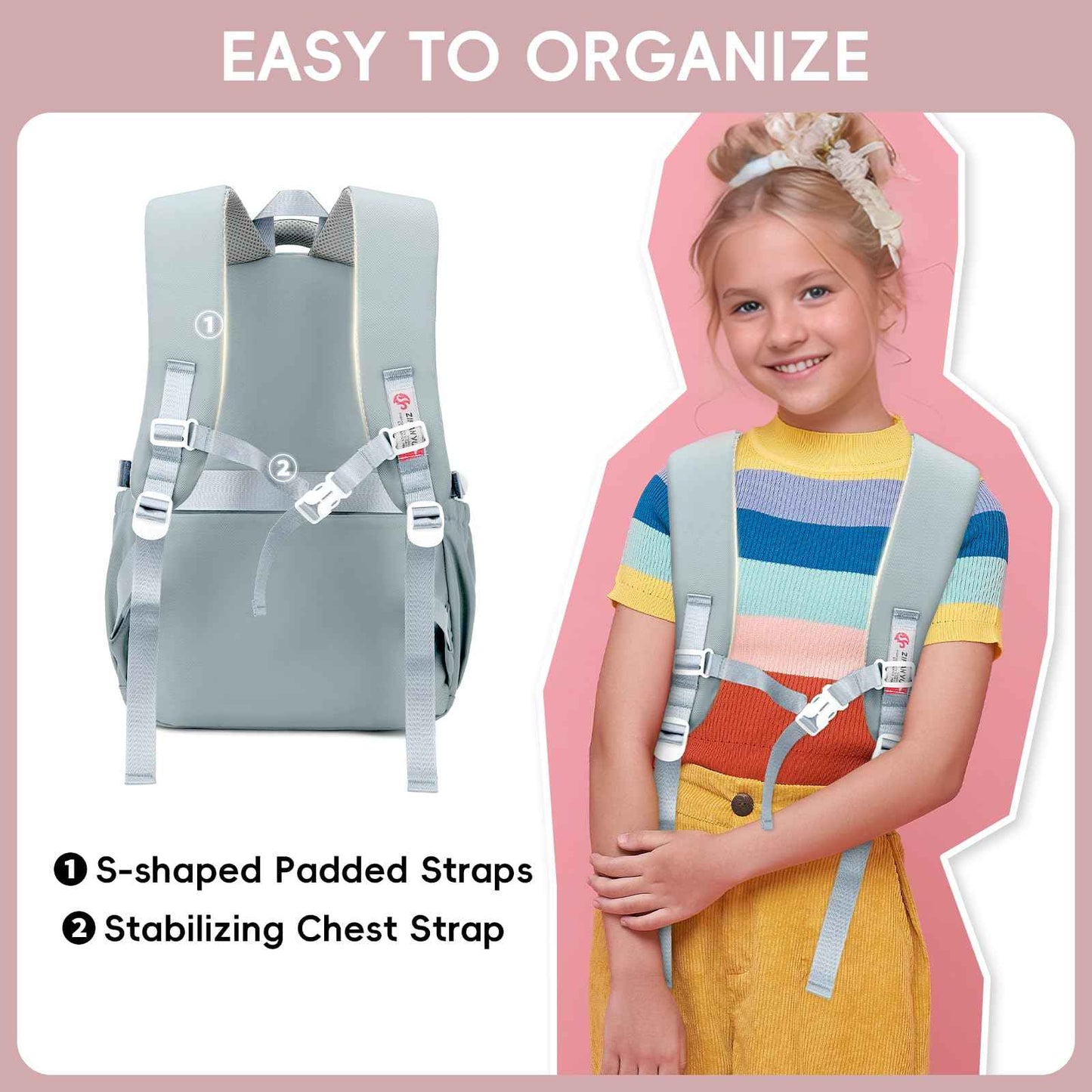 School Backpack Teenager - 36L School Bag for Girls from 5th Grade, Large Backpack for Middle and High School, Casual Children's Backpack with Cute Pendant and Trolley Strap, black, Rucksack