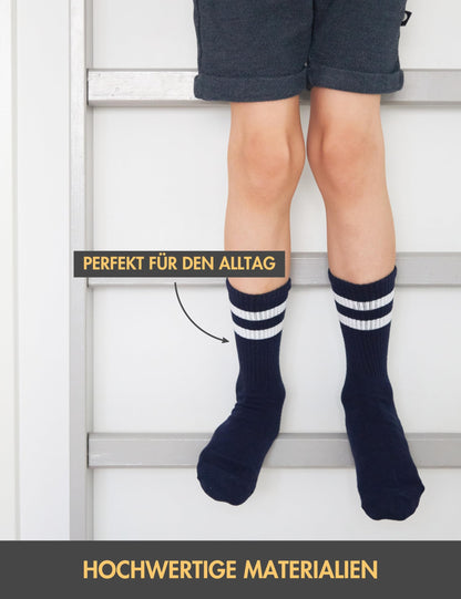 Basic Treasure 4 Paar Sportsocken Kinder, Kindersocken Baumwolle, Kinder Socken Jungen und Mädchen, Tennissocken