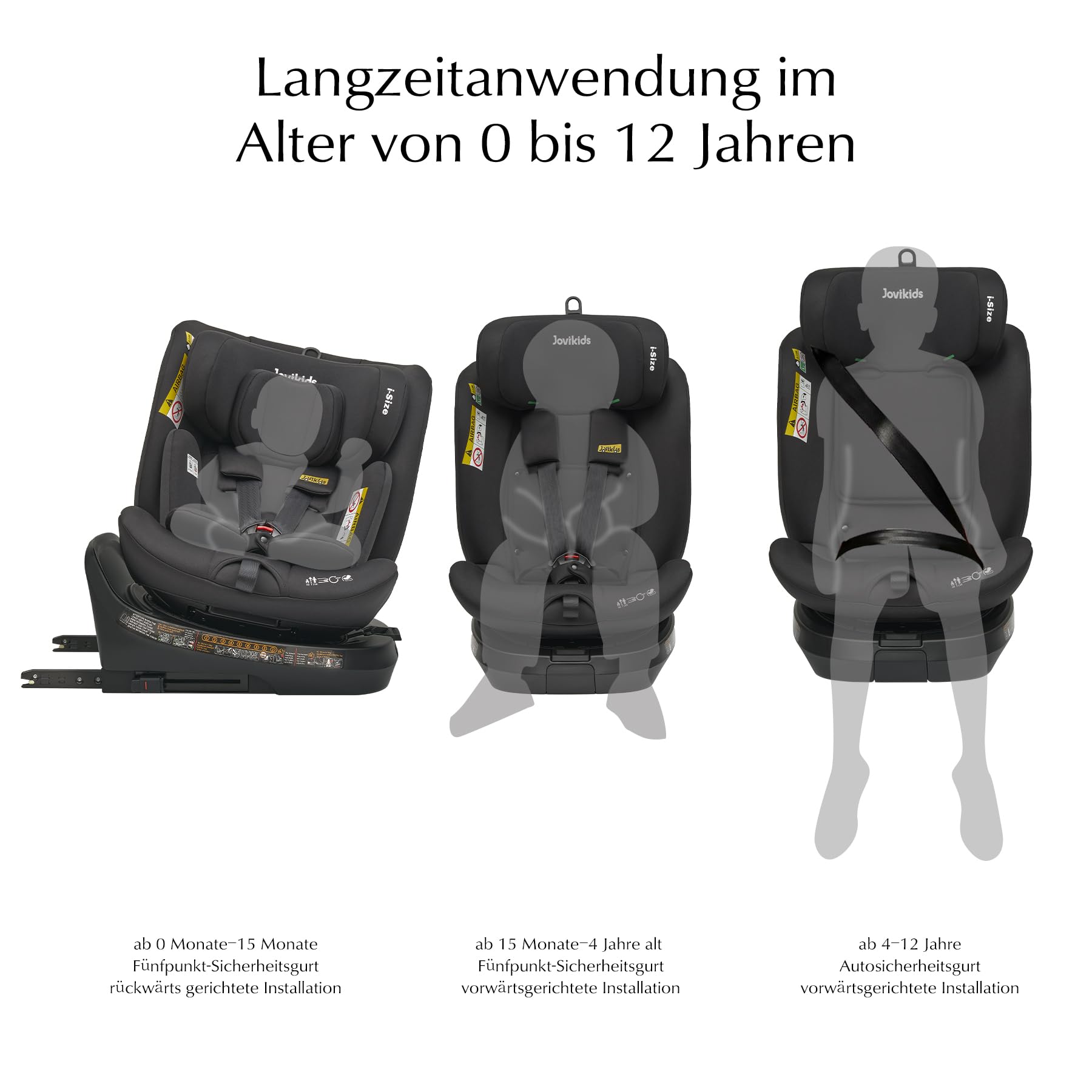 Jovikids 360° Drehbar Kindersitz mit ISOFIX und Ruheposition, i-Size(ECE R129) 40-150cm(0-36kg) Reboarder Baby Autositz, ab Geburt -12 Jahre (blau) - Meloni2