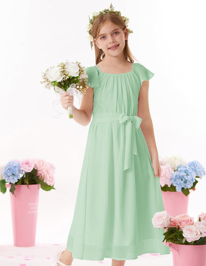 GRACE KARIN Mädchen Sommerkleid Elegantes Chiffon Prinzessinnen Langkleid Hochzeitsgast Abendkleid für Teenager-Mädchen 5-14 Jahre