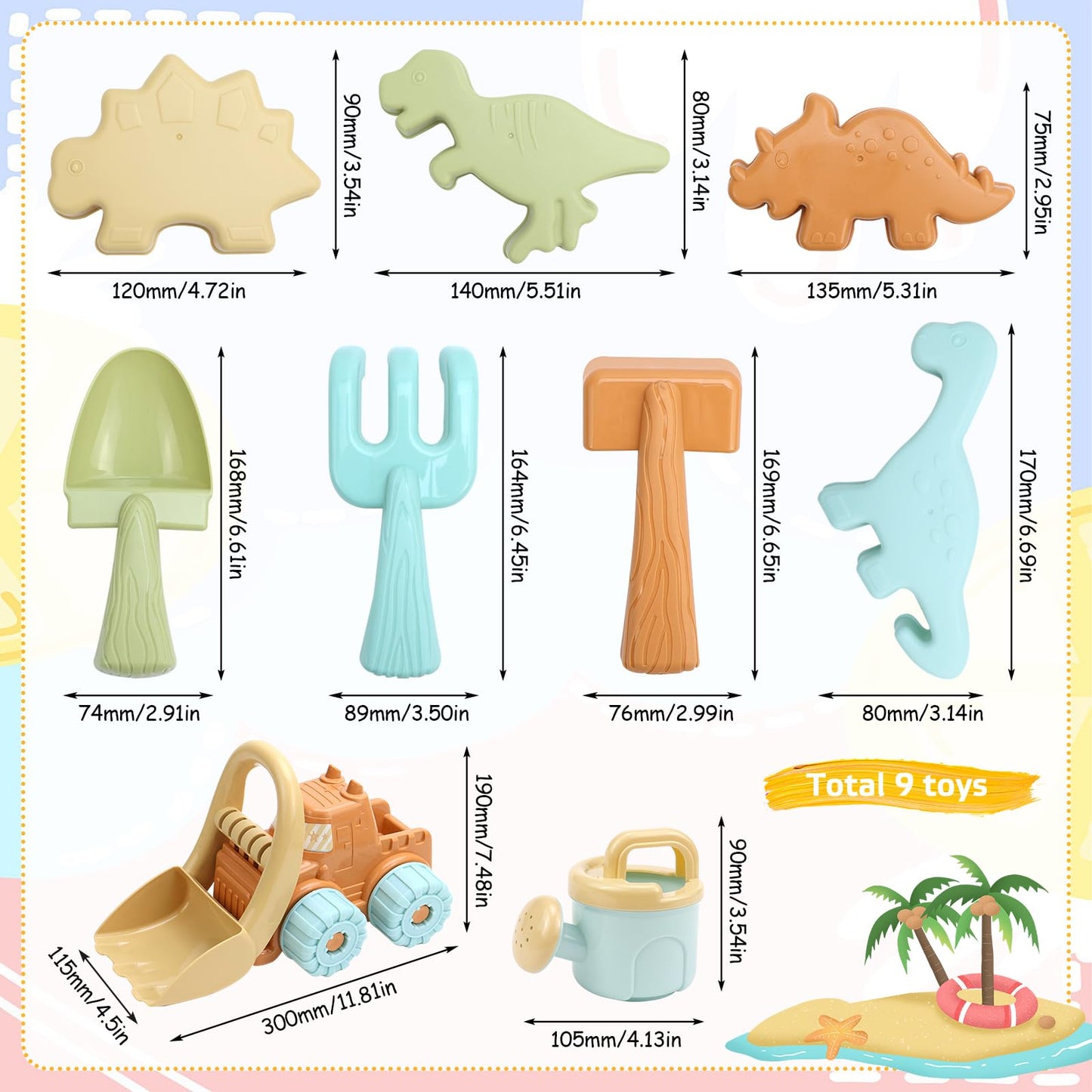 ZUZGO Sandspielzeug Set Sandkasten Spielzeug Strandspielzeug für Jungen Mädchen Kinder (A)