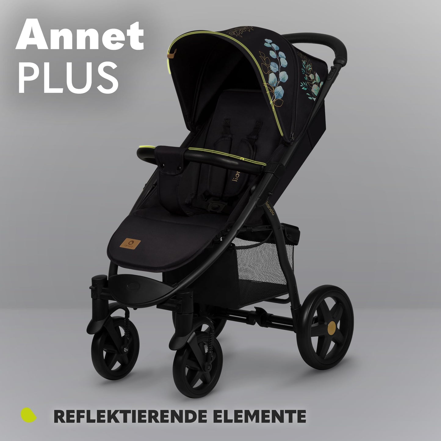 LIONELO Annet Plus Buggy up to 22 kg with Reclining Function, Small Folding Pushchair with Accessories, EVA Foam Wheels, Mosquito Net, Foot Cover Drink Holder, Basket Dreamin