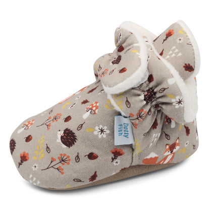 Dotty Fish Baby Winter Boots - Warm Non-Slip Cotton Crawling Shoes with Suede Sole - 0-24 Months