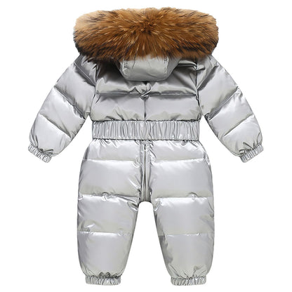 amropi Baby Girls' Snowsuit with Hood Romper Puffer Down Winter Warm Jumpsuit for 0-5 Years