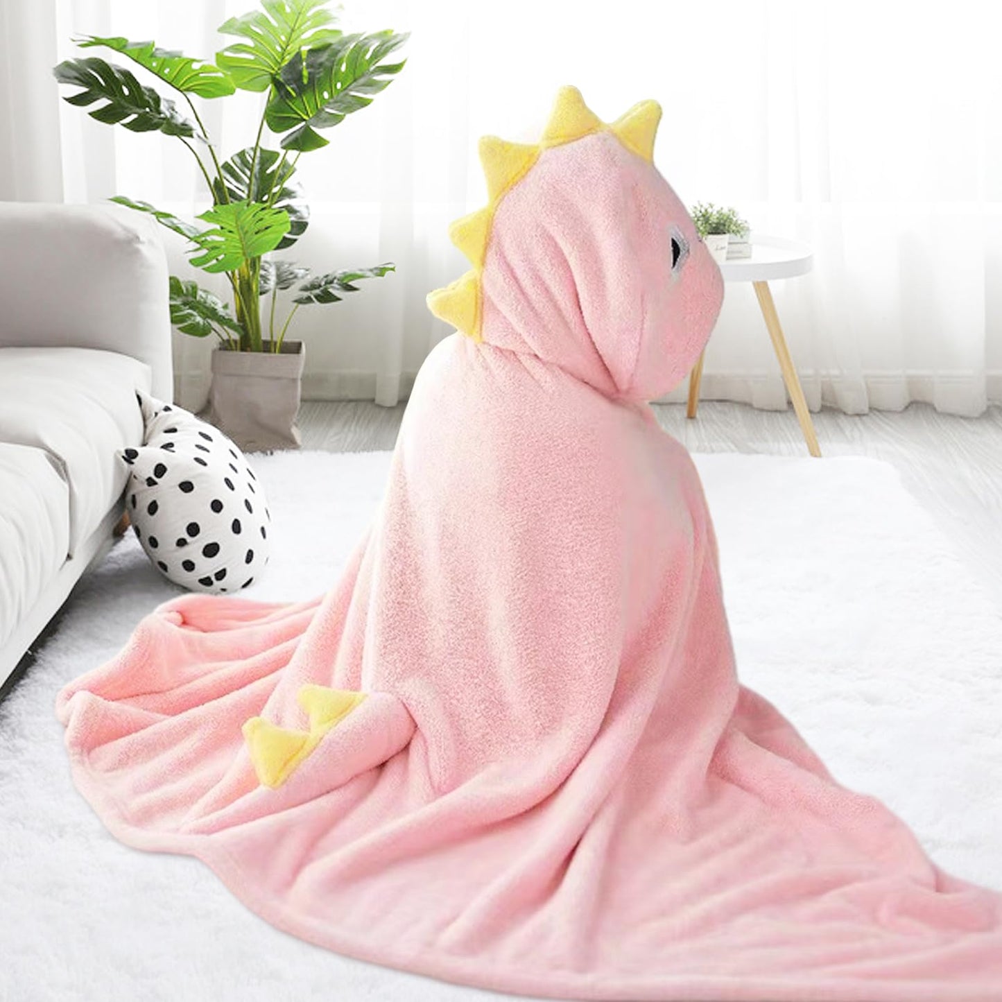 decalsweet Bath Towels for Kids, Large Softness and Absorbent Hooded Baby Bath Towel, Coral Fleece Children's Towel for Bathrobe Boys and Girls, 70 x 140 cm (Blue Elephant) 