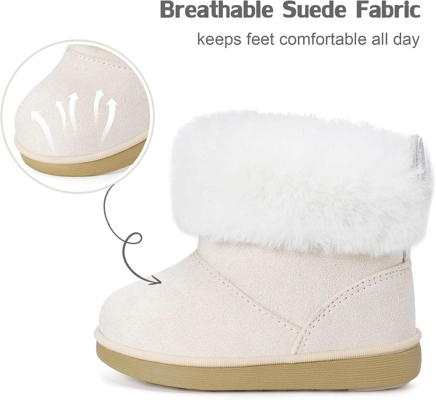 KVbabby Winter Boots Girls Warm Children's Winter Shoes Plush Lined Baby Ankle Boots Snow Boots Non-Slip Boots Toddler Shoes Slip On Boots