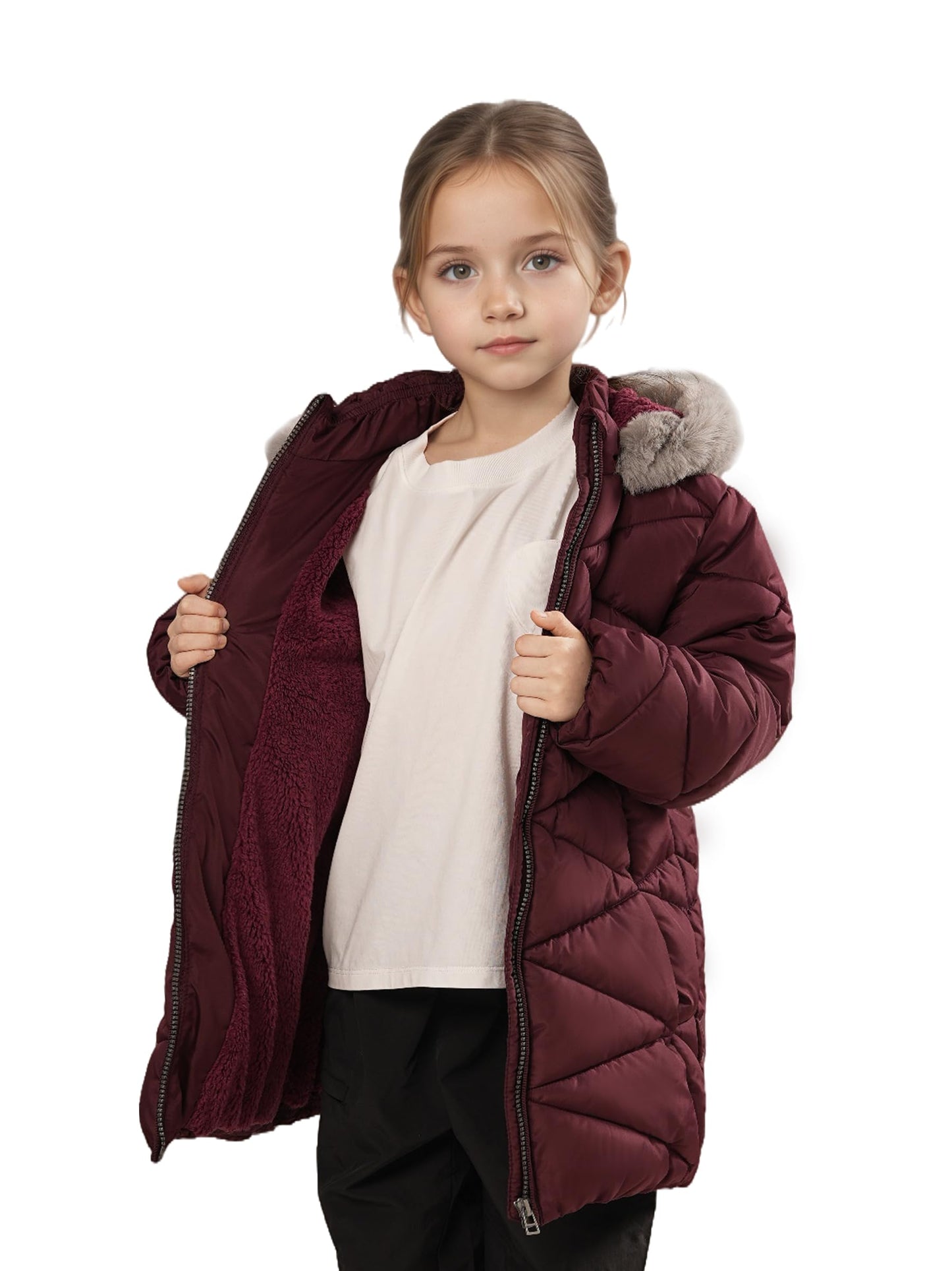 Sunny Sprout Girls' Winter Coats with Hood - Girls' Outerwear Winter Puffer Jacket with Heavy Fleece Lining | Children's Jackets &amp; Coats 