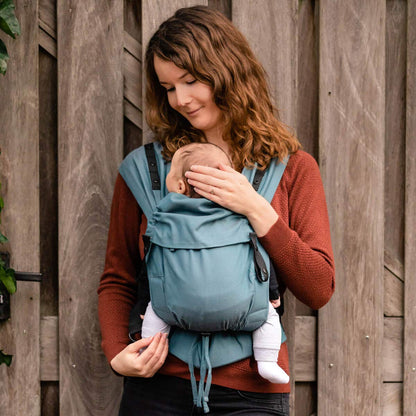Hoppediz Babytrage Primeo, für Neugeborene ab Geburt, Bauchtrage, Rückentrage, 100% Bio-Baumwolle, Djerba
