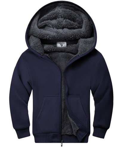 LLdress Fleece Jacket Boys Hoodie with Zip Children's Hoodie Boys Warm Hooded Jacket Causal Winter Ourdoor Sweat Jacket with Fleece Lining Hooded Jackets for Boys
