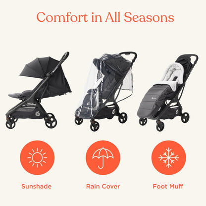 Ergobaby Metro3 Kinderwagen Buggy mit Liegefunktion, Baby-Buggy ab Geburt bis 22kg (0-4 Jahre), Zusammenklappbar und Autositz Kompatibel, höhenverstellbarer Griff, ergonomischer Sitz, Graphite Grey