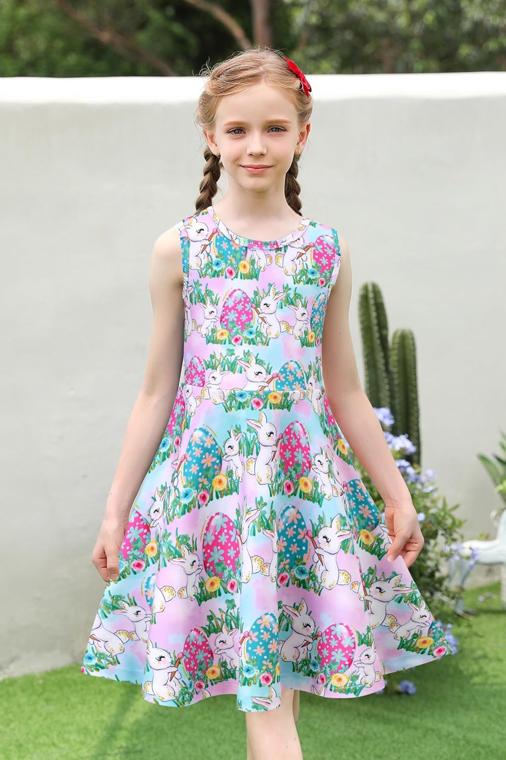 kids4ever Mädchen Kleid Ärmellos Sommerkleid Rundhals A-Linie Swing Kleid Meerjungfrau Galaxie Prinzessin Party Geburtstag 4-12 Jahre