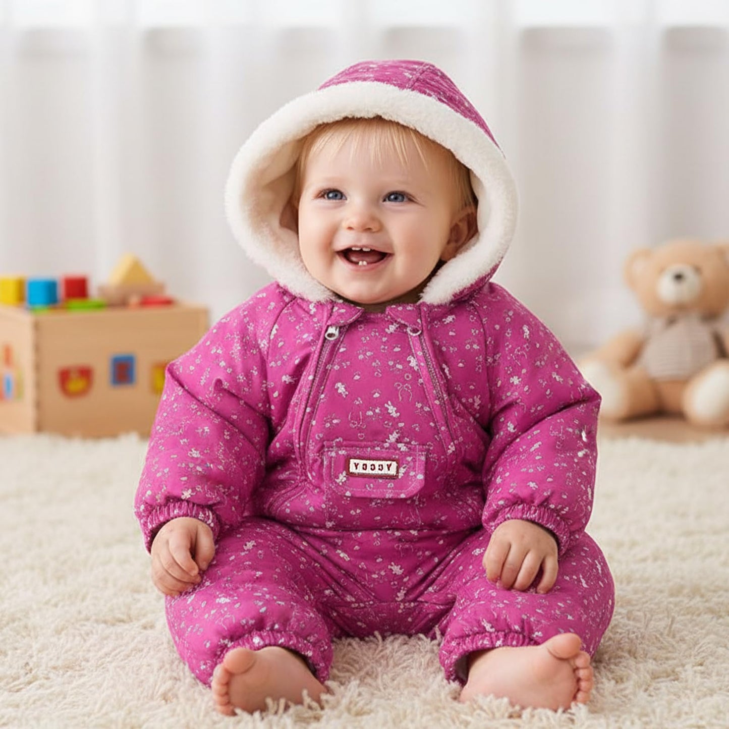 JiAmy Baby Snowsuit, Baby Boys Girls Winter Jumpsuit Romper Newborn Snow Overall for 0-24 Months