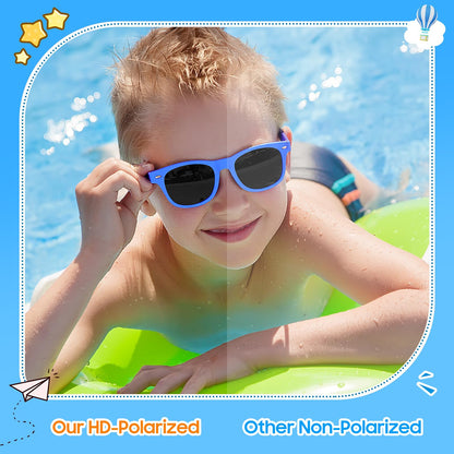 Nlieanuc Children's Sunglasses 3-10 Years for Boys Girls Polarised Children's Sunglasses UV400 Protection with Rubber Frame