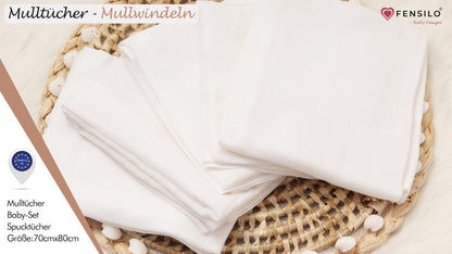 FENSILO - Mulltücher - Mullwindeln - 10er Pack 70x80 cm - Stoffwindeln, Made IN EU, schadstoffgeprüft - Spucktücher Set für Mädchen – Baby Mullwindeln- Rosa - Oeko-TEX Zertifiziert