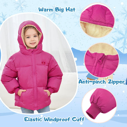 kids4ever Baby Winter Jacket Coat Zip Hooded Jacket Windproof Warm Fleece Outerwear Snowsuit with Two Pockets for Boys Girls 12 Months - 5 Years