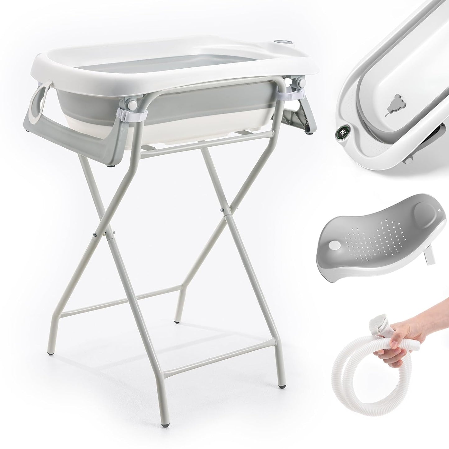 Faltbar Baby Badewanne Mit Rutschfestem Badewannensitz - Babywanne Xxl Mit Badethermometer - Von Der Geburt Bis 3 Jahre - Baby Bathtub - Babygeschenk - Geburtsgeschenke Für Mädchen & Jungen