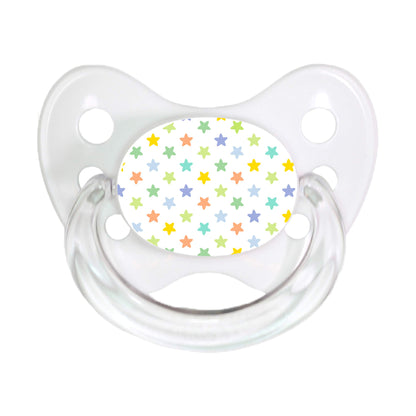dentistar Silikon Schnuller 3er-Set - Größe 2, 6-14 Monate - Zahn- & kieferfreundlicher Nuckel mit Dental-Stufe – BPA-frei – Made in Germany - Regenbogen, Lila