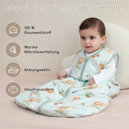 Yukkidds Baby Summer Sleeping Bag, 100% Cotton, 0.5 Tog, beige elephant, 0 - 6 months