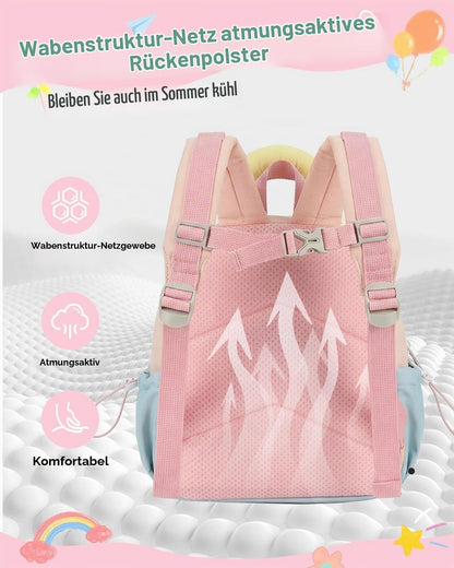 PROTAURI Kindergartenrucksack Mädchen 2-5 Jahre 8L 3D Eis, Dunkelrosa | mit Brustgurt wasserabweisend leicht atmungsaktiv ergonomisch Macaron-Farben