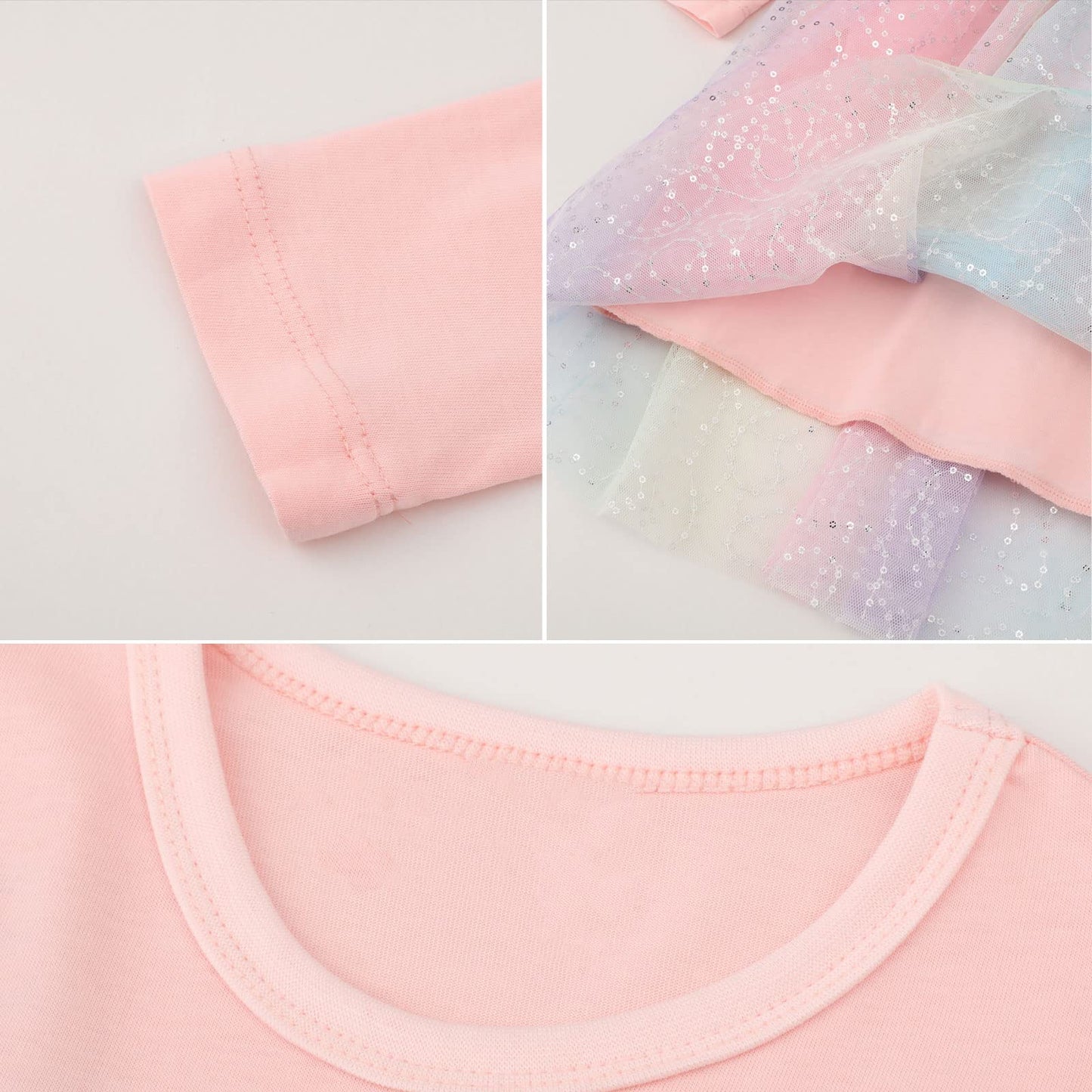 Baogaier Kleid Mädchen Pailletten Tüll Kleider Baumwolle Sommerkleid Sommer Frühling T-Shirt Tüllkleid Kinderkleid Gr. 92-122