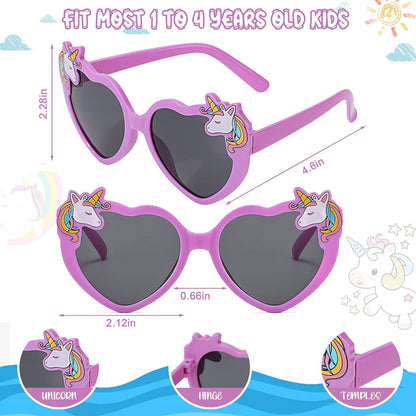 Hifot 3 Stück Kinder Sonnenbrille Einhorn Kunststoffrahmen Polarisiert Brille, Mode Rave Party Dress up Brille für Jungen Mädchen