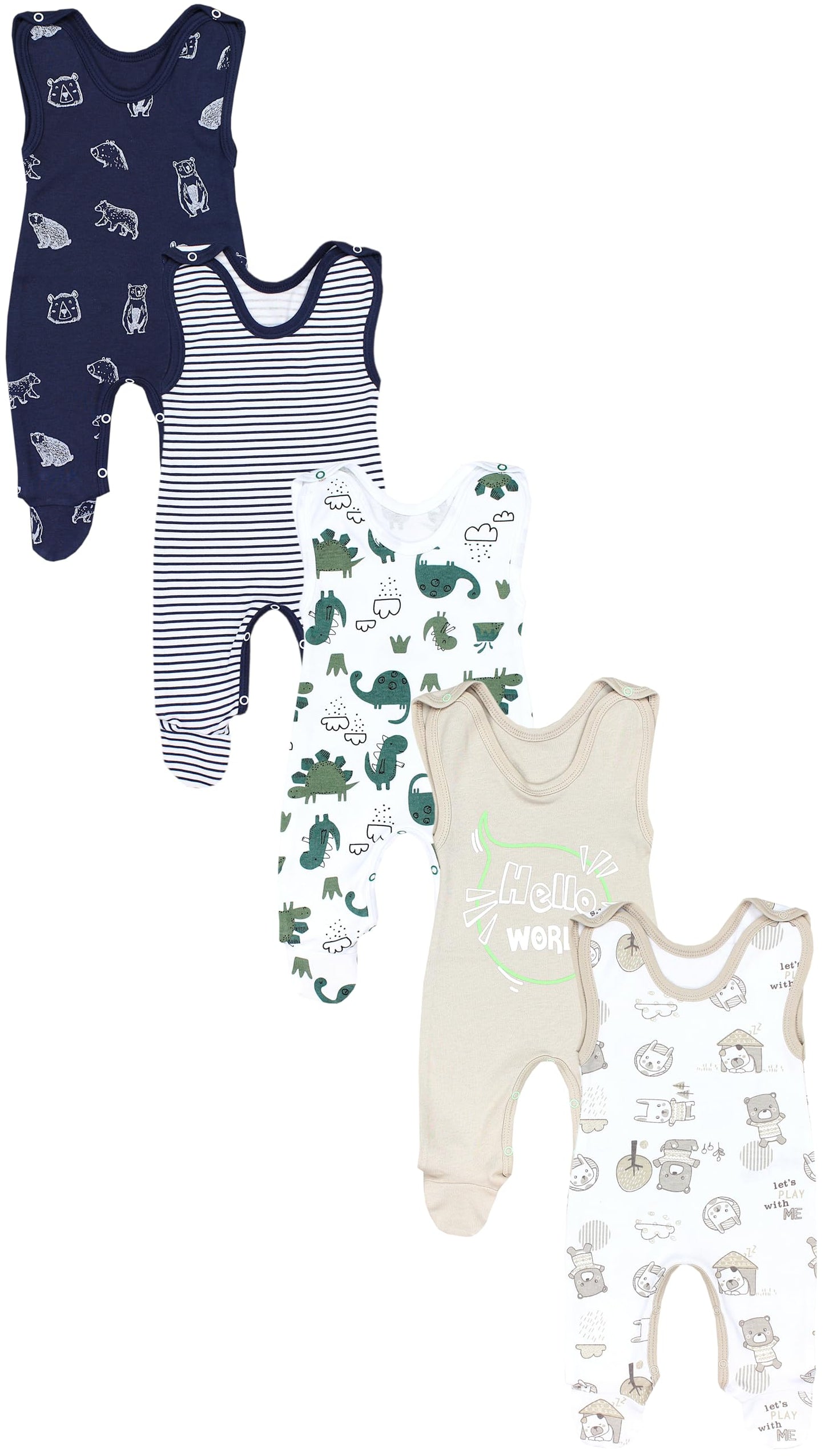 TupTam Baby Unisex Strampler mit Aufdruck Spruch 5er Pack