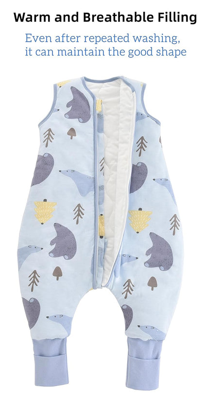Chilsuessy Baby Sleeping Bag with Legs, 1.5 Tog, Sleeping Bag, 100% Cotton, All-Year Sleeping Bag with Feet, Baby Sleeping Bag, Children, 1.5 Tog/Zebra, 80 cm / Baby Height 85–95 cm