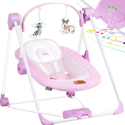 KIDIZ® Baby Rocker Baby Swing with 5 Speed Settings Foldable Baby Rocker Swing Baby High Chair with Play Arch Toys 5 Soothing Natural Sounds Newborn Anthracite
