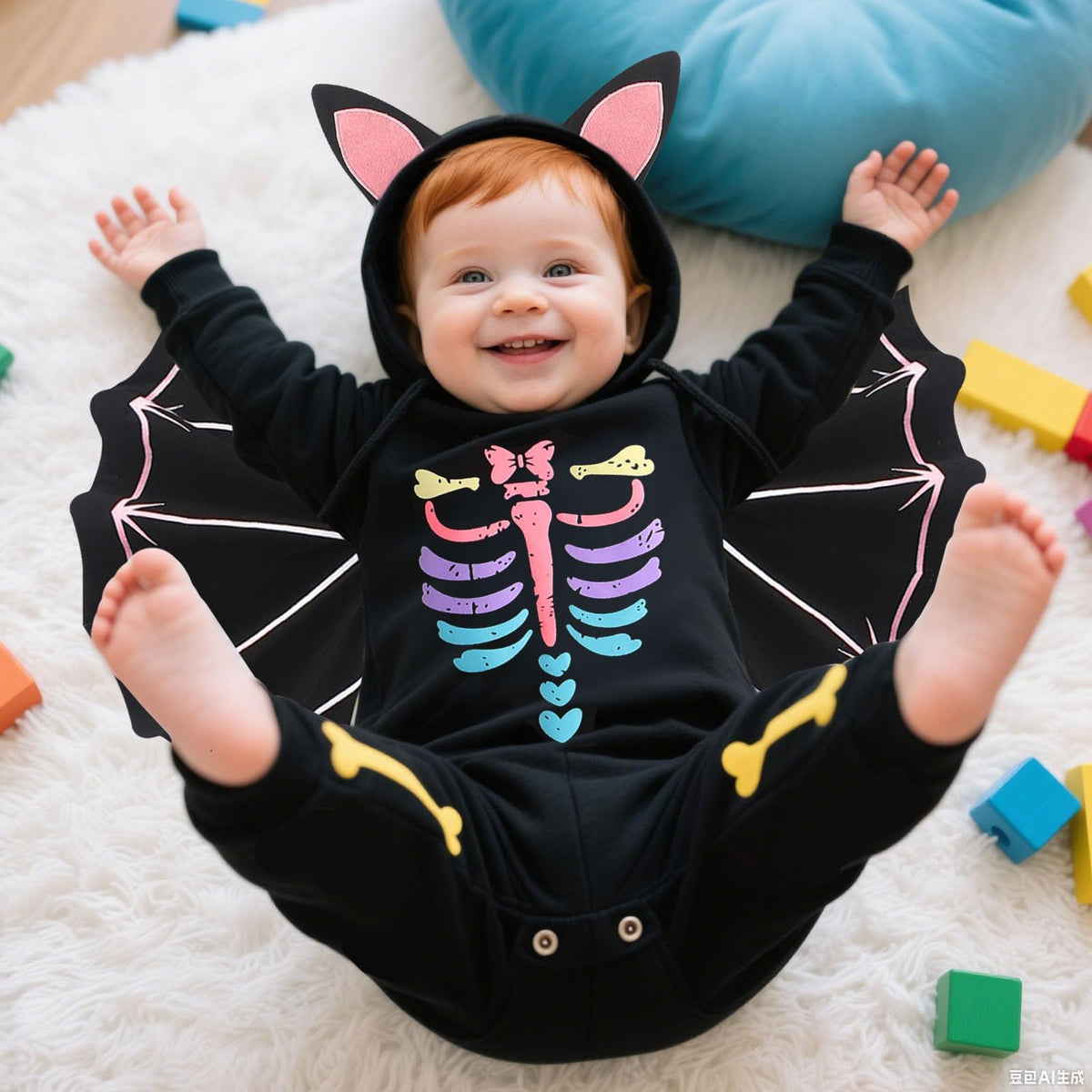 Halloween Kostüm Baby Fledermaus Skelett Strampler