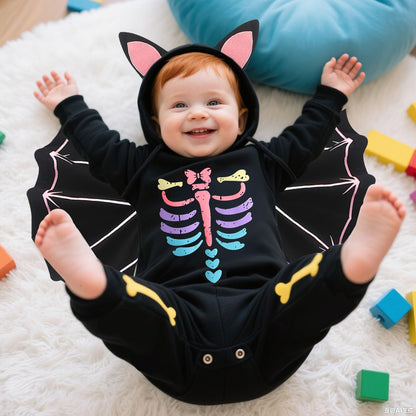 Halloween Kostüm Baby Fledermaus Skelett Strampler