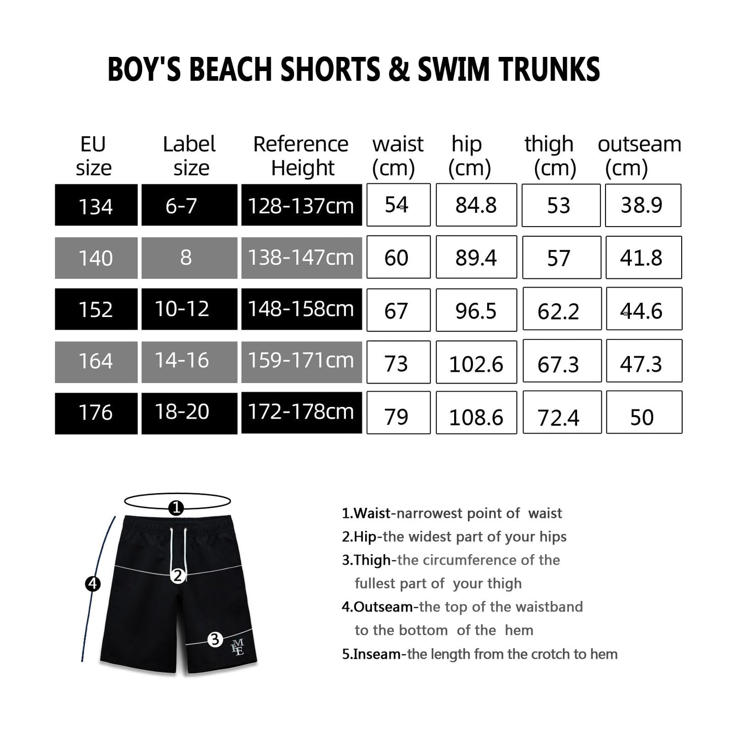 MEILONGER Badehose Jungen Badeshorts Schnelltrocknend Boardshorts mit Netzfutter Taschen und Verstellbarem Tunnelzug